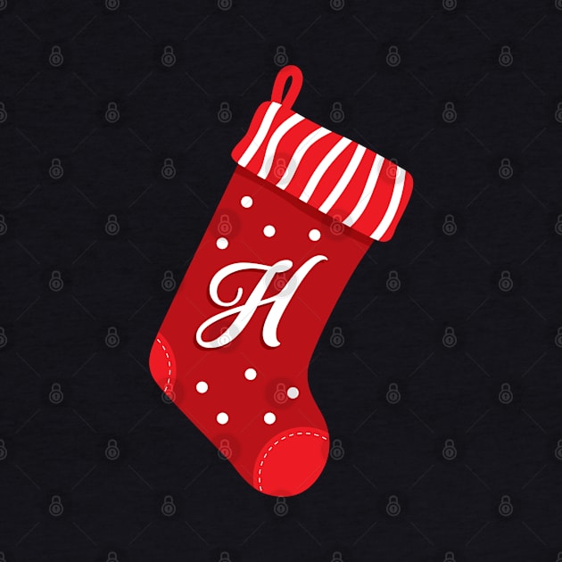 Christmas Stocking with Letter H by VicEllisArt